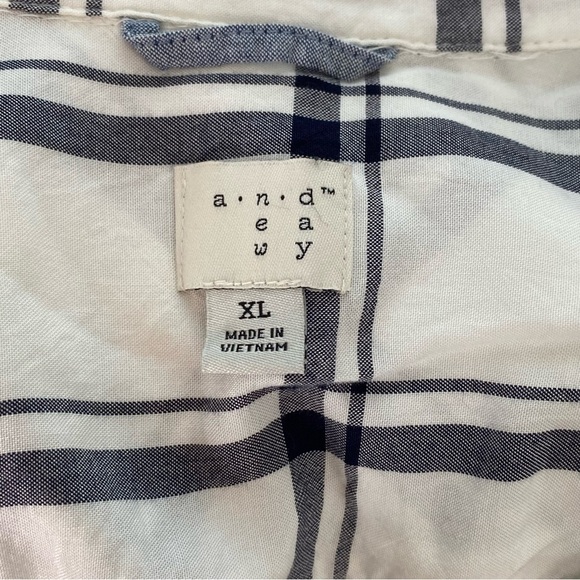 A New Day Navy Plaid Half Button Front Shirt - Picture 4 of 6